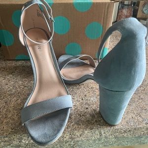 Dusty blue block heels